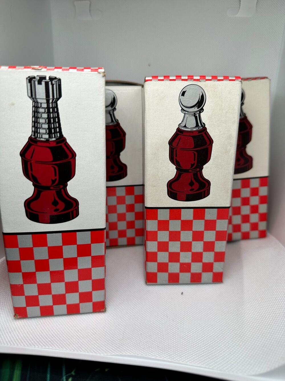 Vintage Avon Chess Piece Aftershave Decanter Lot of 4 w/ Original Boxes - 1970s